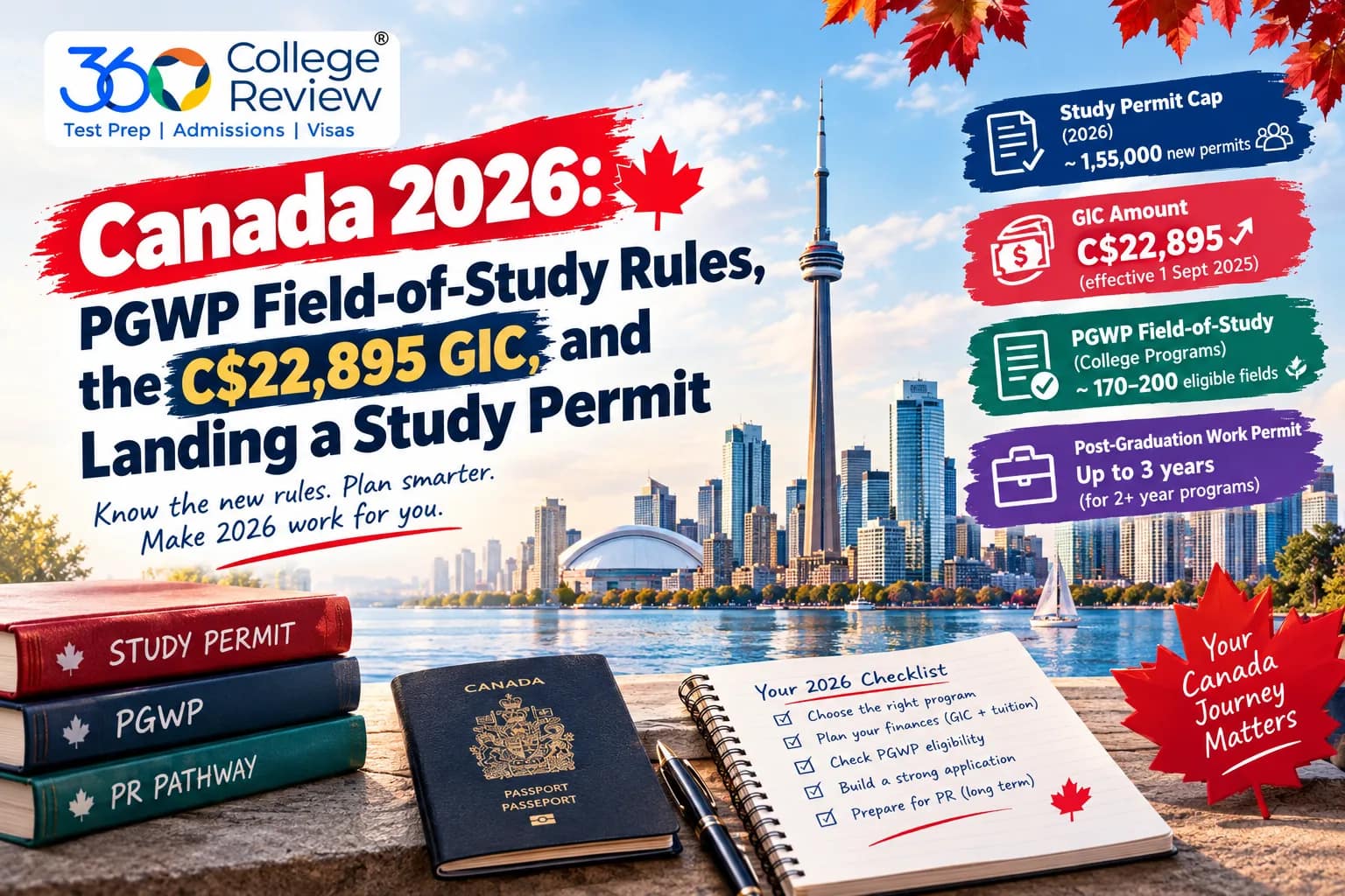 Canada 2026: PGWP Field-of-Study Rules, the C$22,895 GIC, and Landing a Study Permit