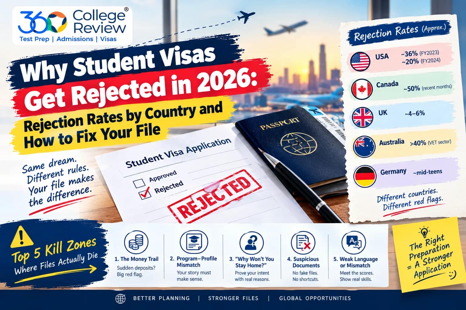 Why Student Visas Get Rejected in 2026: Rejection Rates by Country and How to Fix Your File